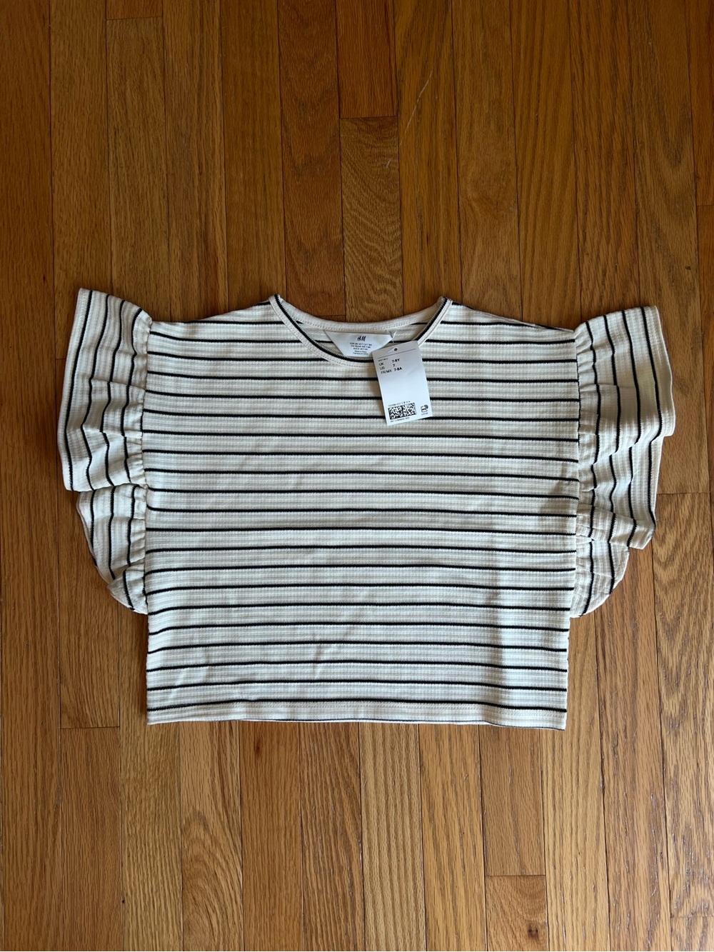H&M Girls Black & Cream Striped Jersey Set - Picture 2 of 7